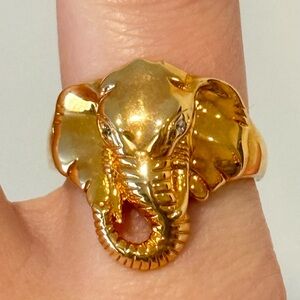 Gold Vermeil Over Sterling Silver 925 Elephant Ring Size 9.75 Thai LIRM CZ